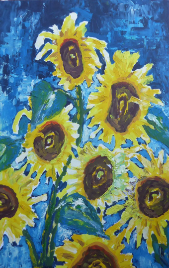 Sieben Sonnenblumen. Konrad Lindner.