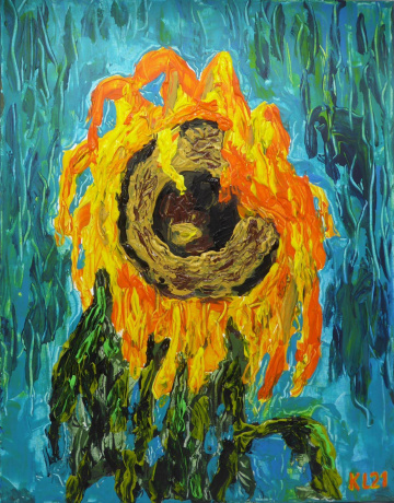 Sonnenblume nach der ersten Frostnacht. Konrad Lindner.