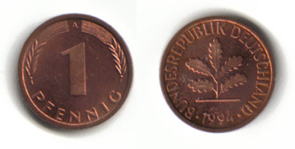Deutsche Mark - 1 Pfennig. Autor: Denis Apel (Stardado).