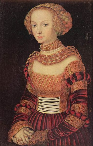 Anna von Dänemark (1532-1585), Kurfürstin von Sachsen. Gemälde: Lucas Cranach d. J.