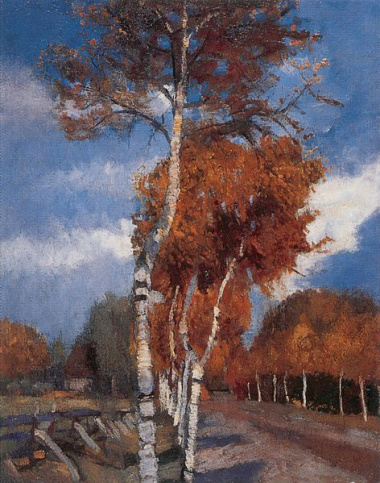 Ölgemälde von Carl Vinnen (1868-1922): Birkenhain im Herbst