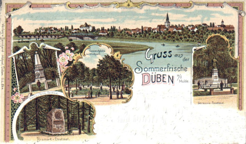 Ansichtskarte mit Werbung Sommerfrische Düben um 1900