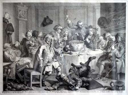 Hogarth, William (1697-1764): A Midnight Modern Conversation, c. 1730.