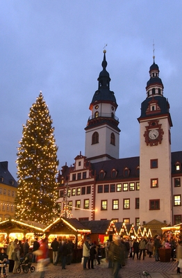 Blick auf den Chemnitzer Weihnachtsmarkt, Foto: Sven Gleisberg.